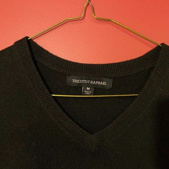⭐4 FOR $20⭐ Tricots St Raphael Men's Black Acrylic Sweater Vest - Size Medium - Picture 3 of 3